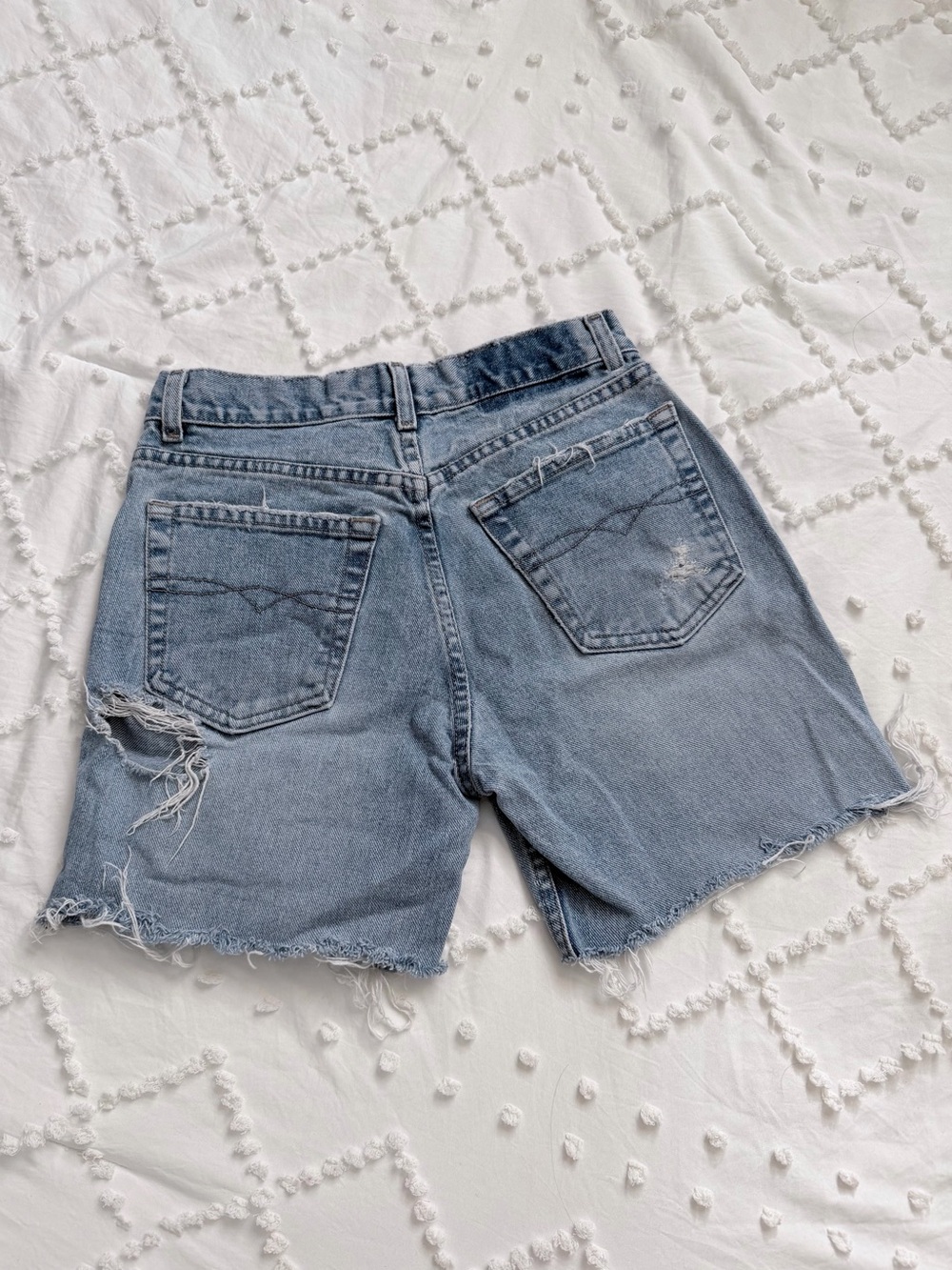 Vintage Light Wash Cut-Off Denim Shorts